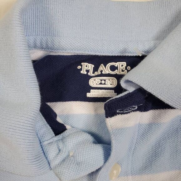 The Children's Place TCP Boys Size S (5/6) Blue Stripe SS Polo Shirt - Picture 3 of 3